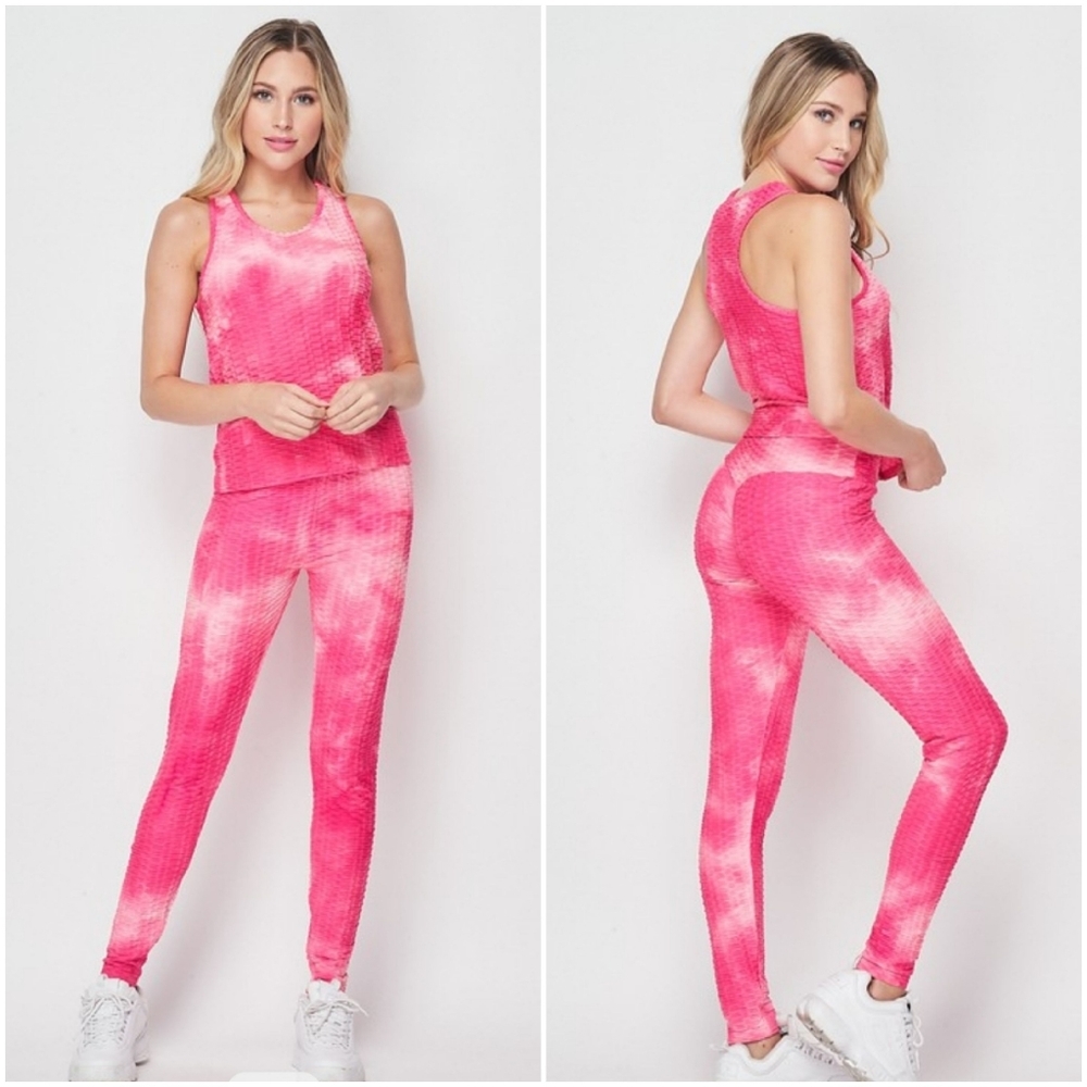 💥Tie Dye Brazilian Racerback 2 pc Tank Leggings